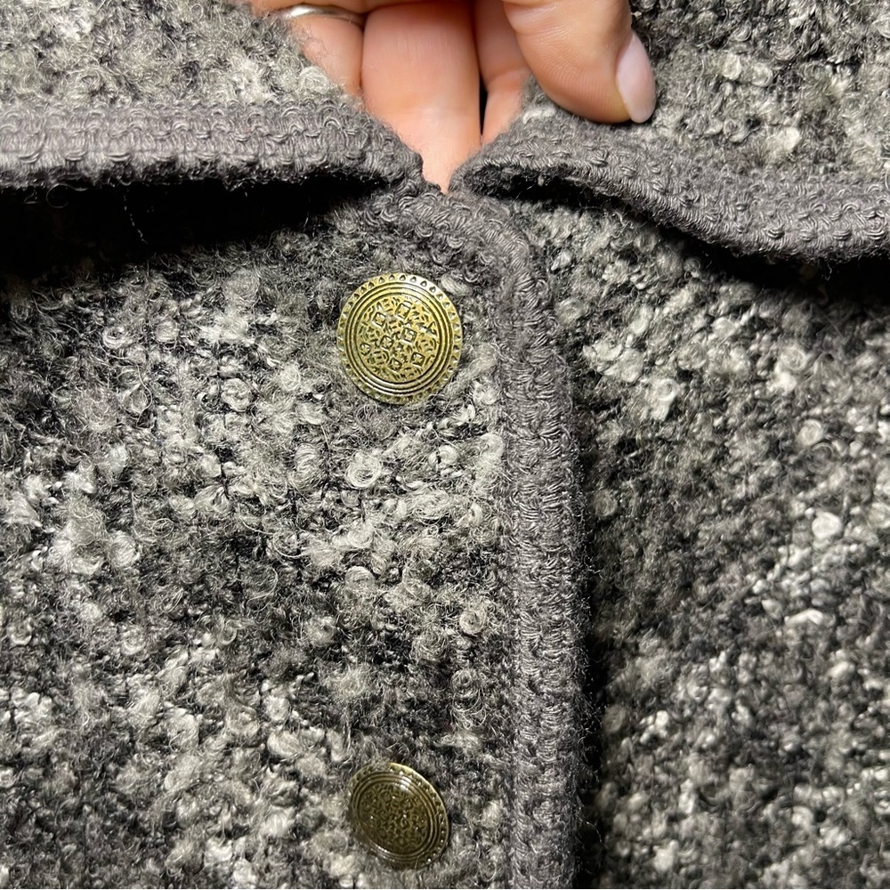 Moffi Vintage Grey Wool Blend Winter Native Scene Embroidered Button Jacket L - Picture 7 of 12